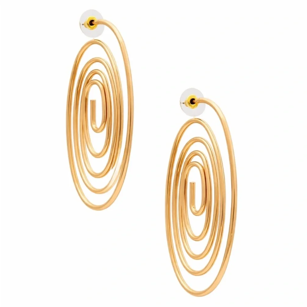 New! Gold Spiral Statement Earrings NWOT